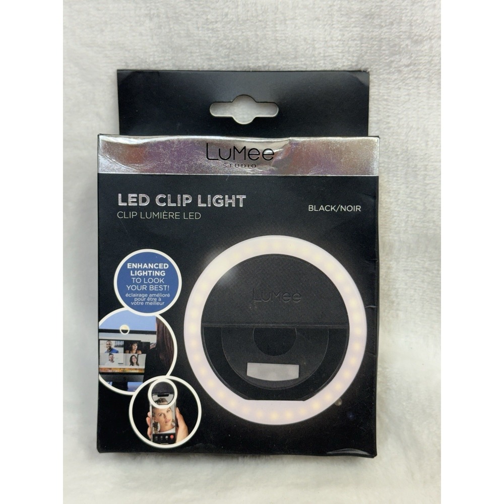 LuMee Studio Clip Light - Portable and Rechargeable LED Ring Light - Black